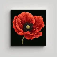 GENERICO - Cuadro Poppy Moderno Vector Ilustración Fondo 90x90 Cm