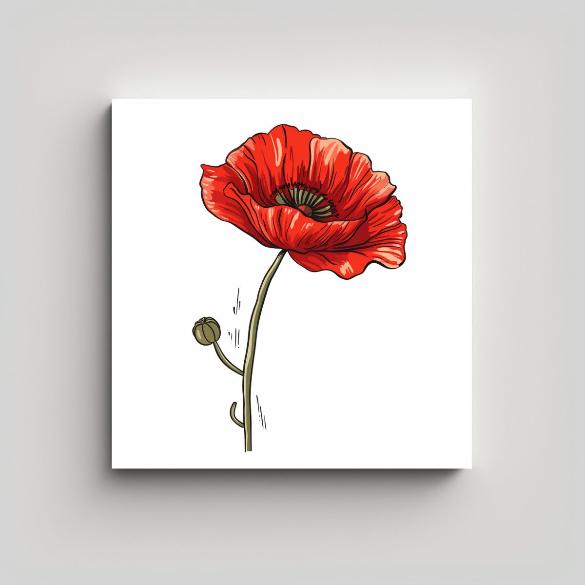 GENERICO - Arte Vectorial Estético De Flor De Amapola En 80x80 Cm