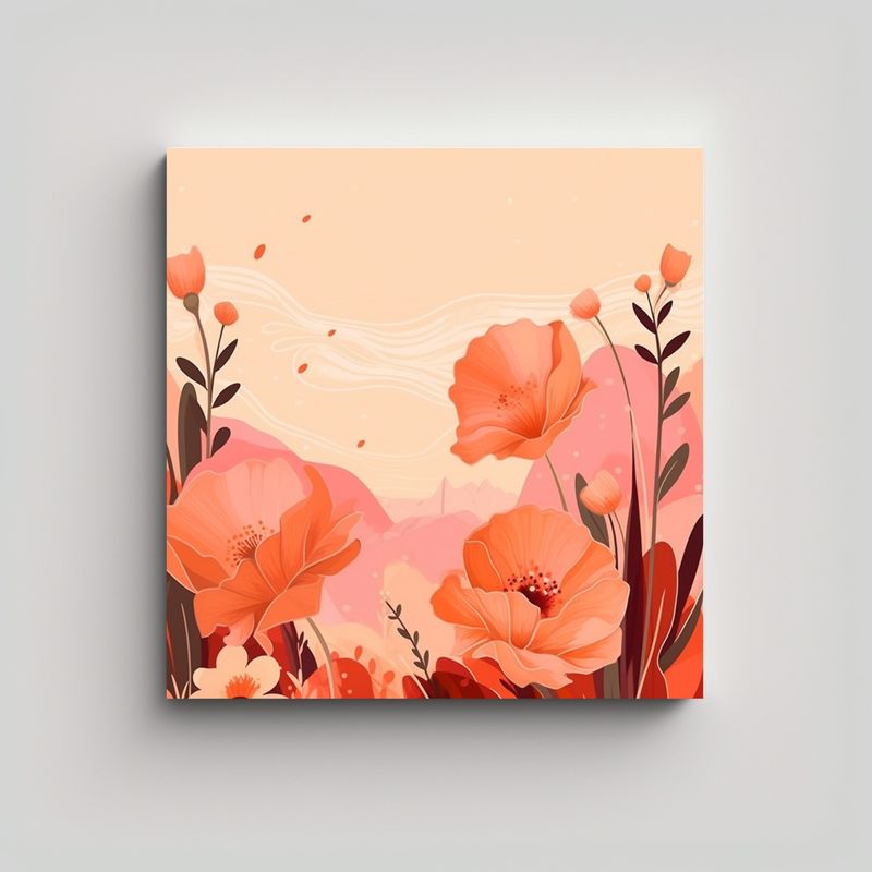 GENERICO - Arte Pared Linda Melocotón Con Flores Prensadas 50x50 Cm