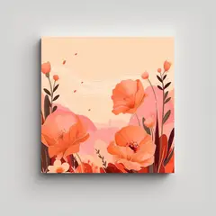 GENERICO - Arte Pared Linda Melocotón Con Flores Prensadas 50x50 Cm.