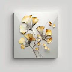 GENERICO - Ginkgo Hojas Metálicas Estilo Lienzo Arte 80x80 Cm