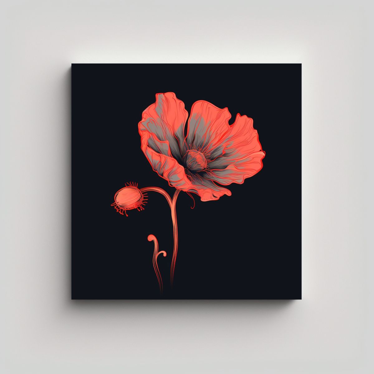 GENERICO - Poppy Vector Minimalista Composición Estilo 70x70 Cm