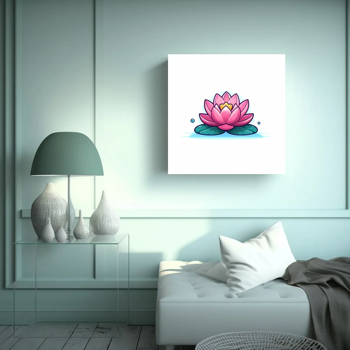 GENERICO - Ilustración Sublimada Vida Cute Lotus, Arte Tela 50x50 Cm