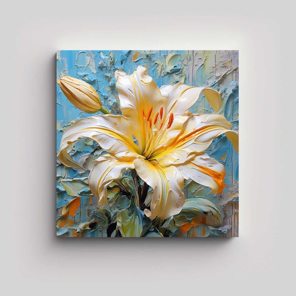 GENERICO - Pintura Lirio Moderno Vibrante, Lienzo Amarillo, 50x50 Cm