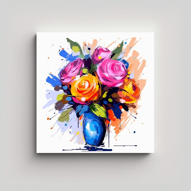 GENERICO - Arte Pop Tulipanes Pequeño Ramo Lienzo 90x90 Cm