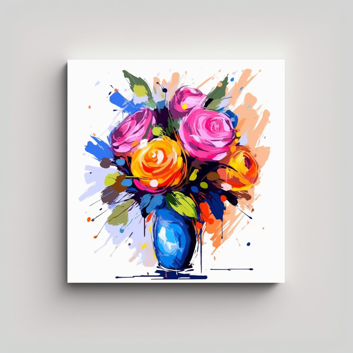 GENERICO - Arte Pop Tulipanes Pequeño Ramo Lienzo 60x60 Cm