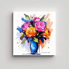 GENERICO - Arte Pop Tulipanes Pequeño Ramo Lienzo 60x60 Cm