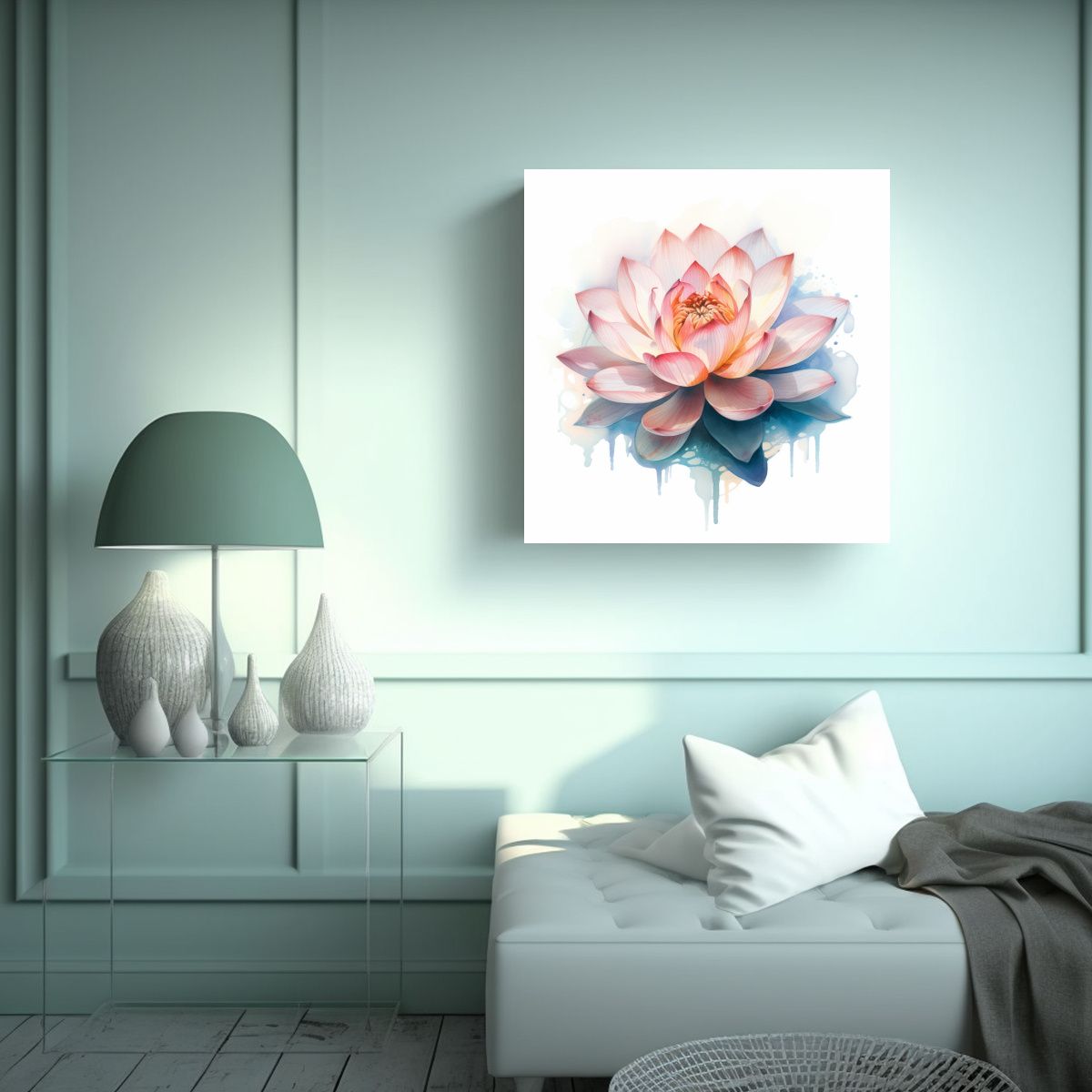 GENERICO - Lienzo De Arte Sala Lotus Patron Intenso Fondo 50x50 Cm