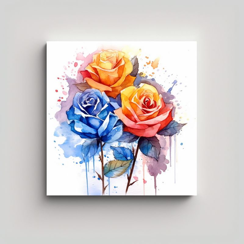 GENERICO - Composición Lienzo Tela Estilo Kawaii Rosas 70x70 Cm