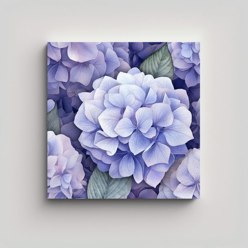 GENERICO - Impactante Lienzo Floral Hidrangeas Detalle 70x70 Cm
