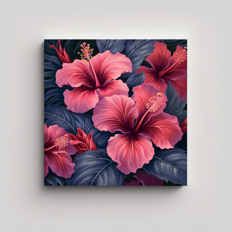 GENERICO - Arte Mural Hibiscus Detalle Realista Patrón 60x60 Cm