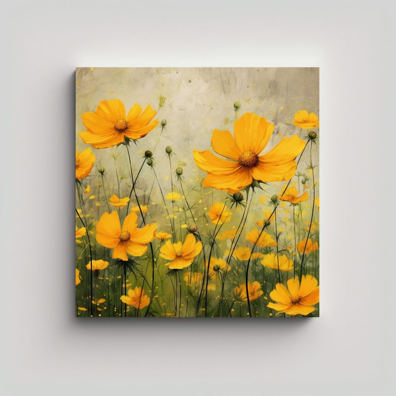 GENERICO - Arte Simétrico De Cosmos Amarillos Decoración 50x50 Cm