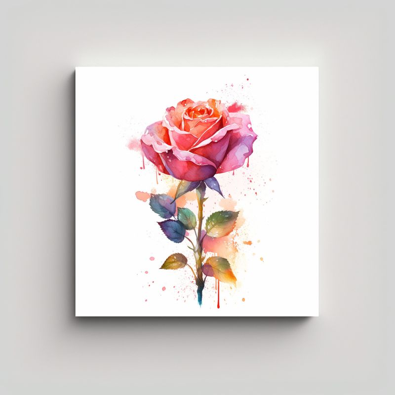 GENERICO - Arte Vectorial Acuarela Rosa 2D Para Decoración 50x50 Cm