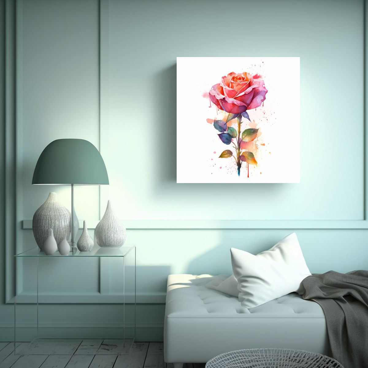 GENERICO - Arte Vectorial Acuarela Rosa 2D Para Decoración 50x50 Cm