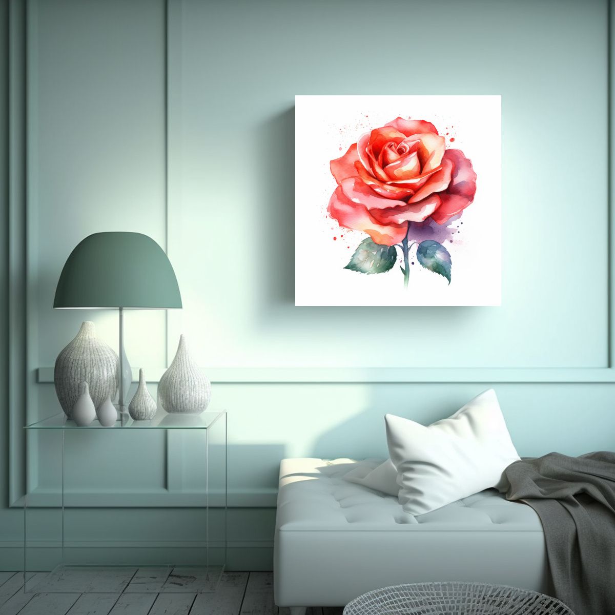 GENERICO - Pintura Decorativa Linda Ilustración Canva Rosa 90x90 Cm