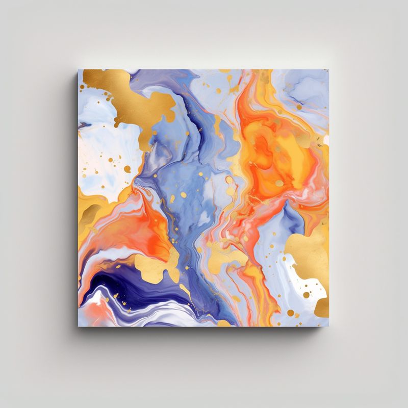 GENERICO - Pinturas Abstractas Marmóreas Con Colores 70x70 Cm