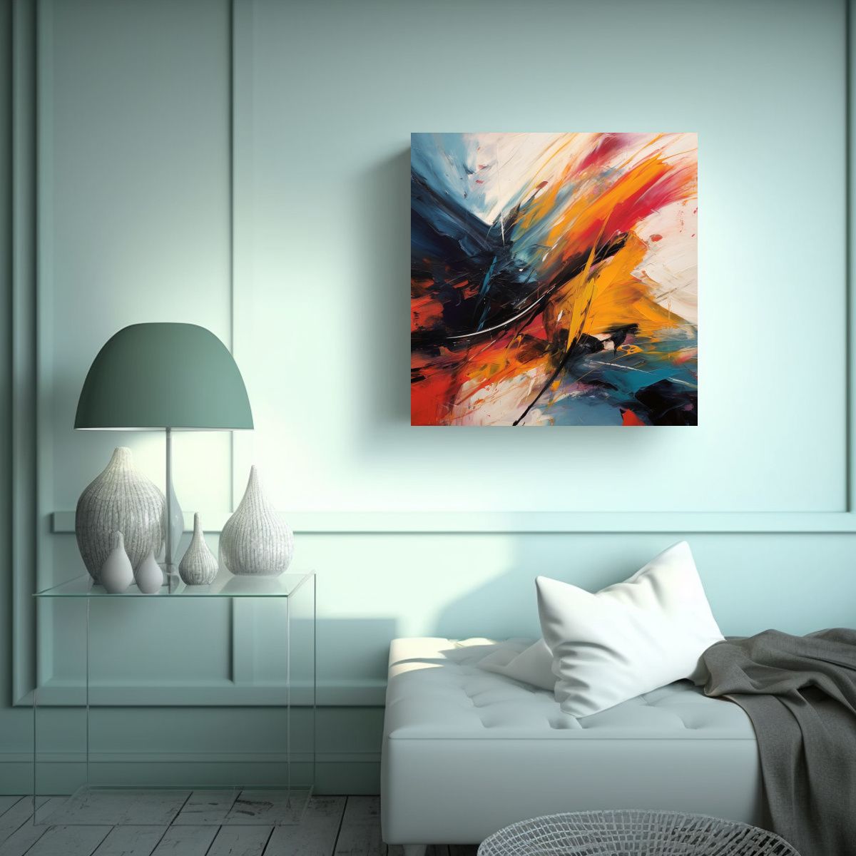 GENERICO - Pintura Abstracta Con Pinceladas Audaces: Belleza 90x90 Cm