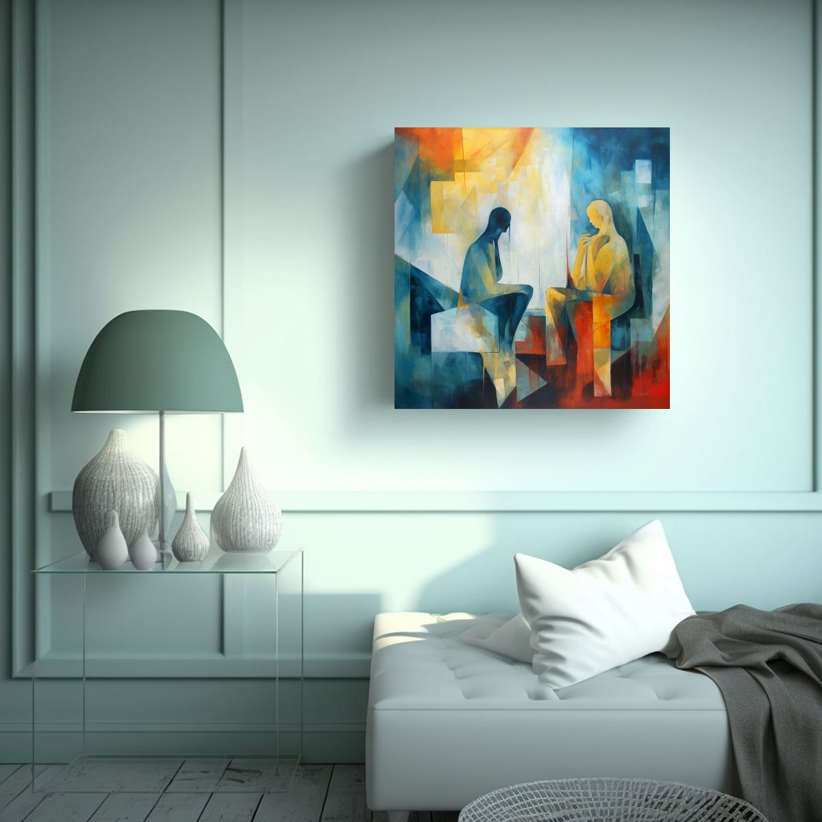 GENERICO - Pintura Abstracta Intensa De Mentoría En 60x60 Cm