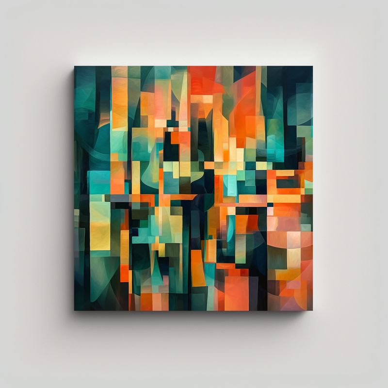 GENERICO - Pintura Abstracta De La Nueva Ola Japonesa En 80x80 Cm