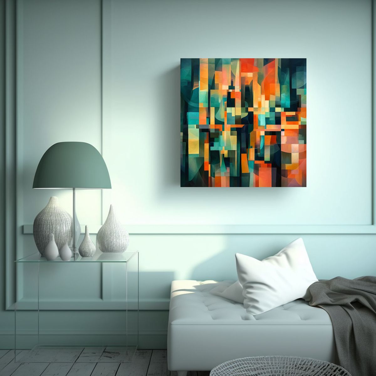 GENERICO - Pintura Abstracta De La Nueva Ola Japonesa En 80x80 Cm