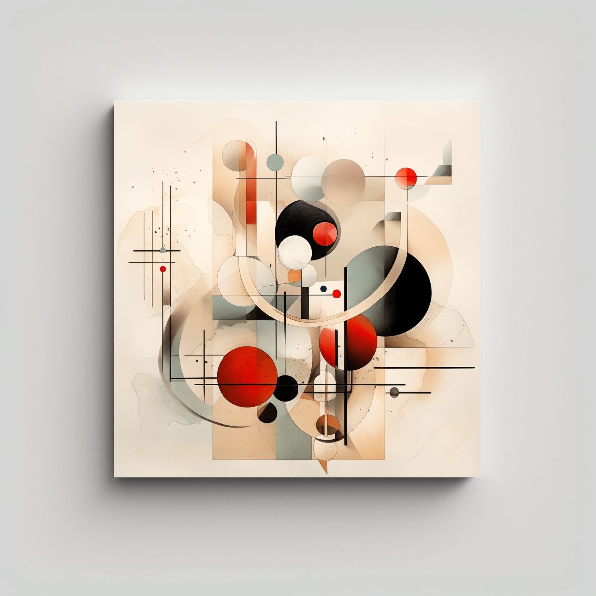 GENERICO - 1 Cuadro Abstracto Geométrico Dibujo Original 80x80 Cm