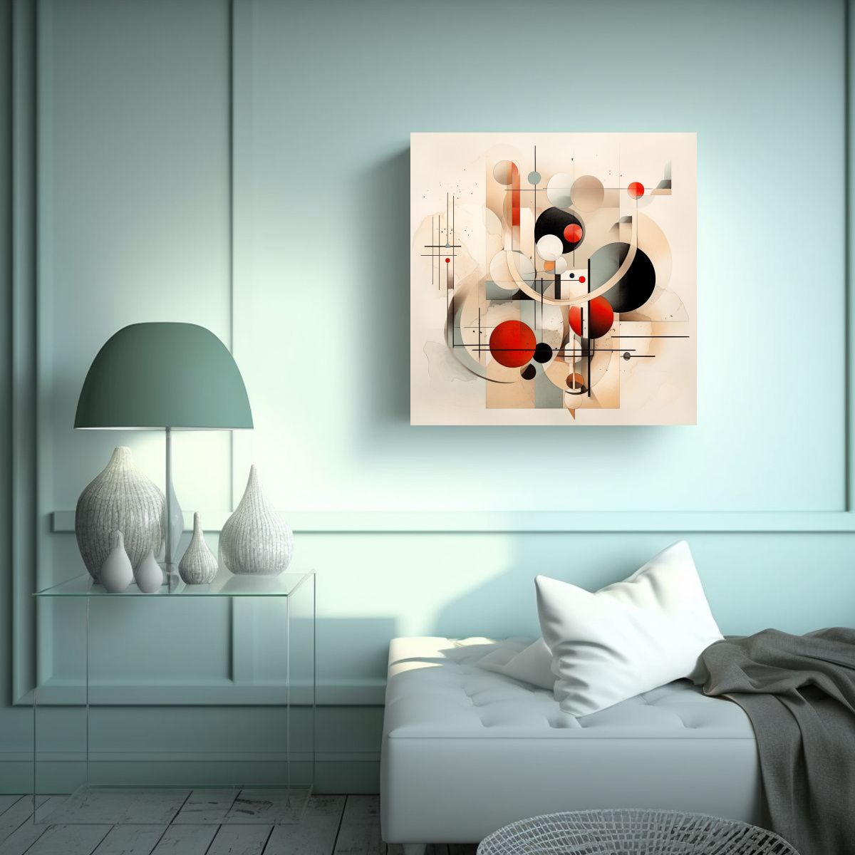 GENERICO - 1 Cuadro Abstracto Geométrico Dibujo Original 80x80 Cm