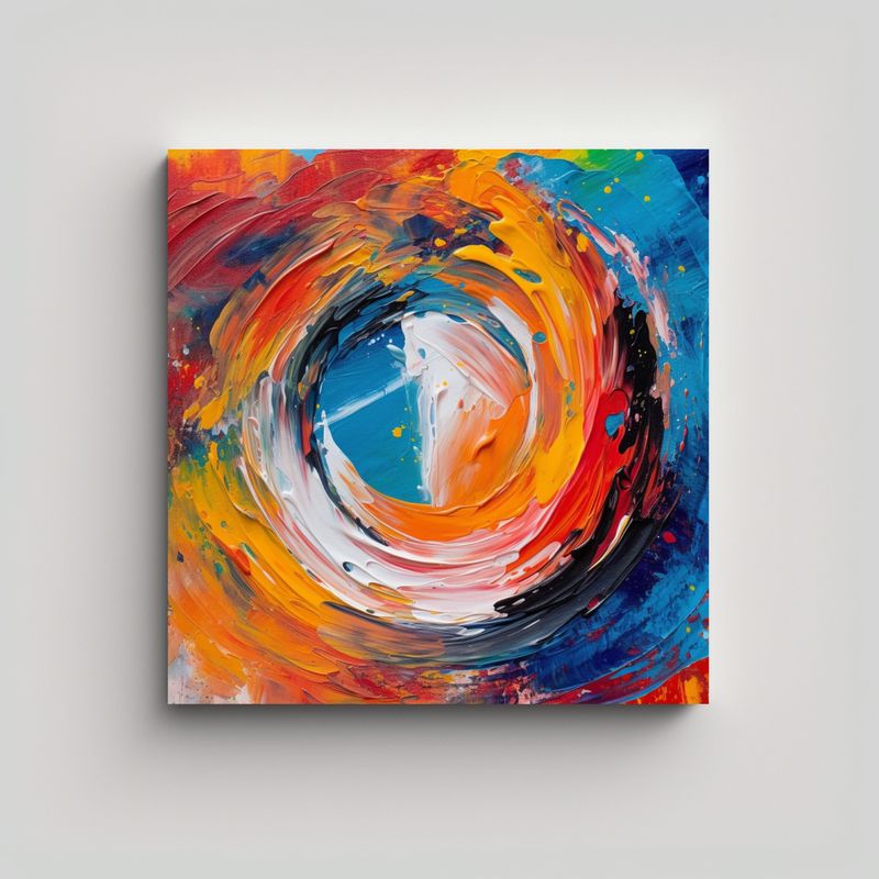 GENERICO - Pintura Abstracta Colorida Arcoíris Acrílico En 80x80 Cm