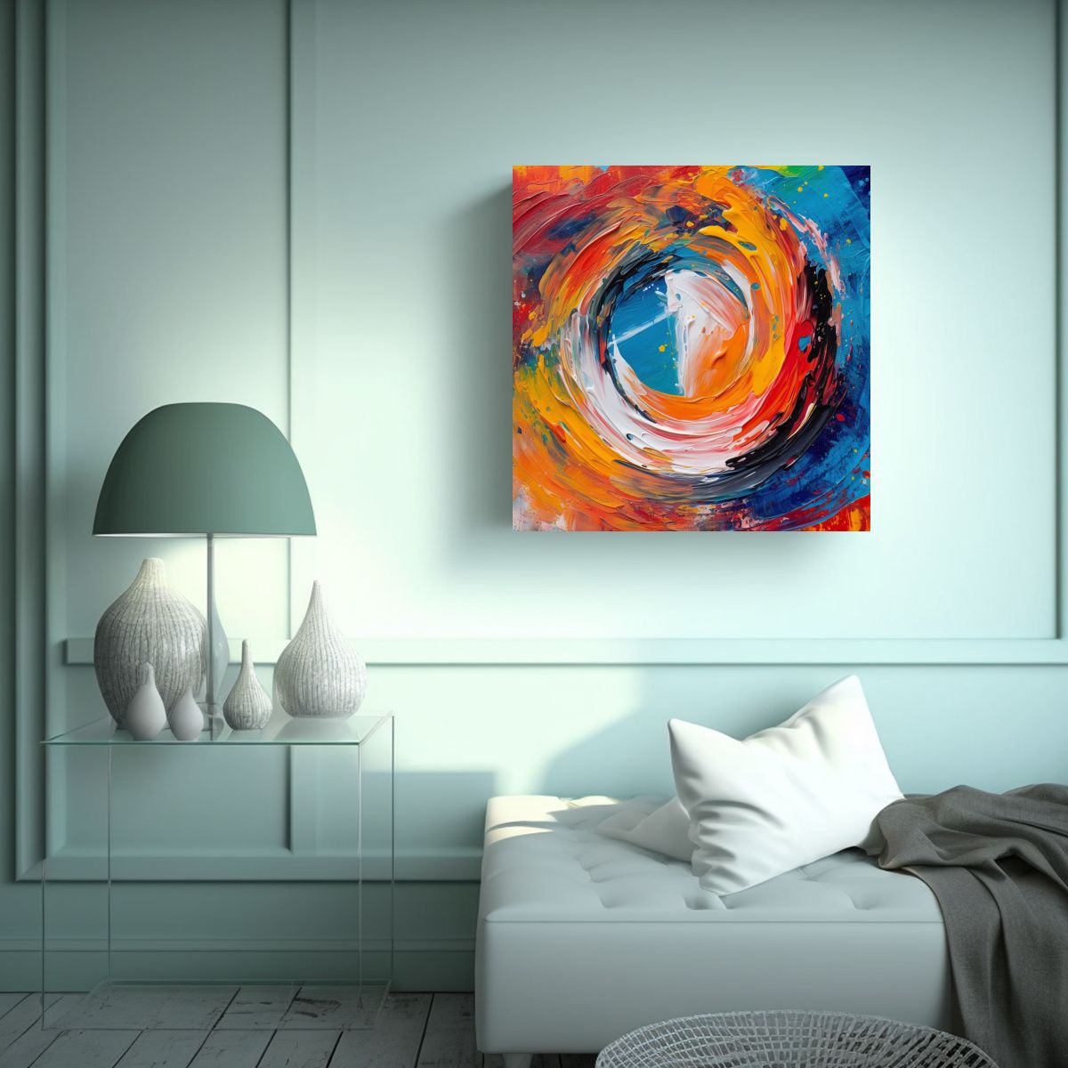 GENERICO - Pintura Abstracta Colorida Arcoíris Acrílico En 50x50 Cm