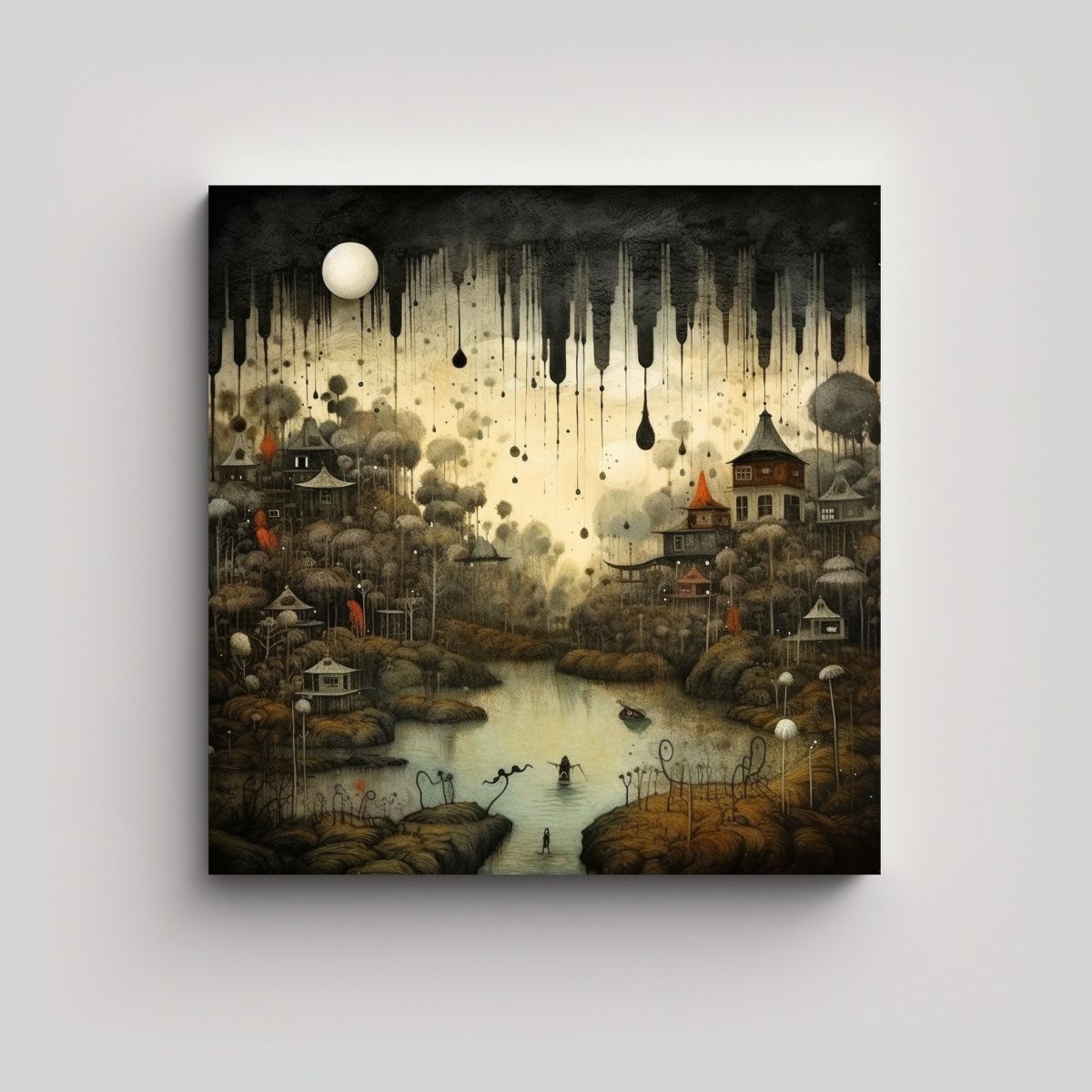 GENERICO - Pinturas De Decoración En Un Pueblo Primitivo 90x90 Cm