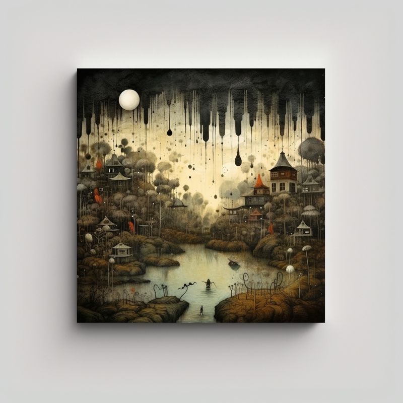 GENERICO - Pinturas De Decoración En Un Pueblo Primitivo 60x60 Cm