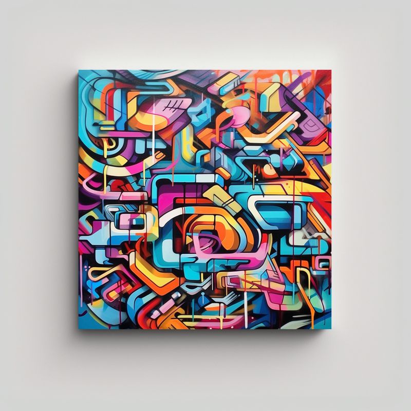 GENERICO - Pinturas Decorativas Estilo Urbano Con Grafitis, 90x90 Cm