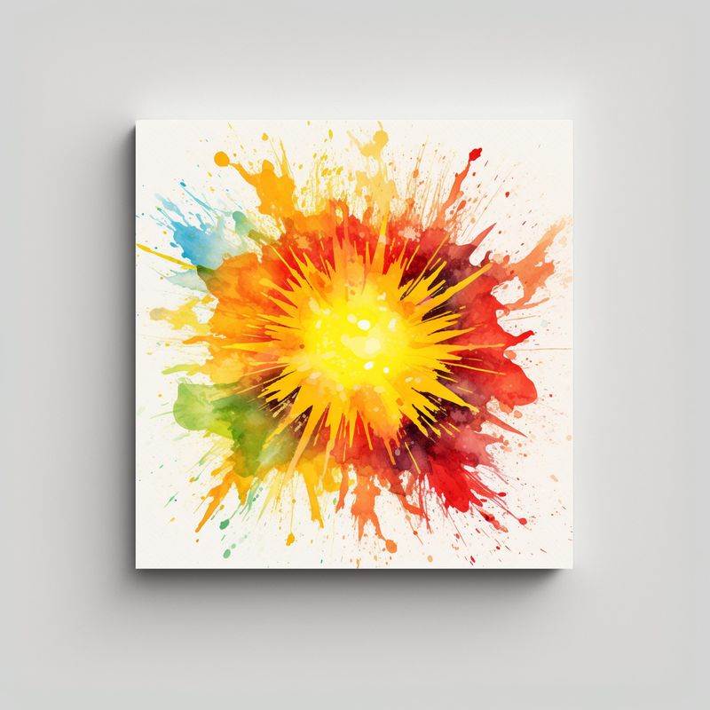 GENERICO - Cuadro De Líneas Coloridas En Acuarela En Un 80x80 Cm