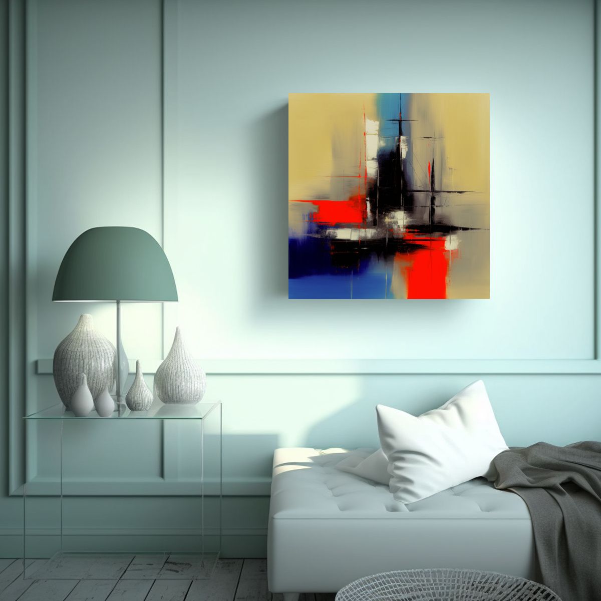 GENERICO - Tela En Bastidor Con Delicadas Líneas: Pinturas 80x80 Cm