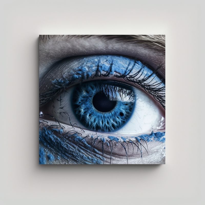 GENERICO - Pintura Decoración Esquema Ojos Azules Detrás 90x90 Cm