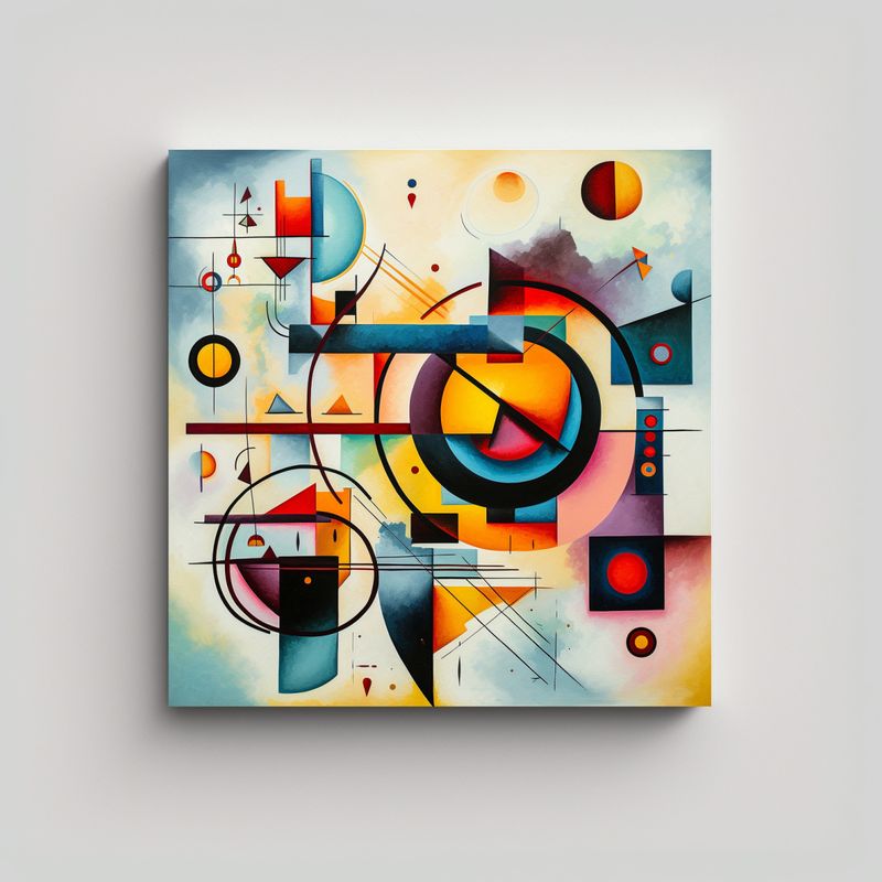 GENERICO - Pintura Estilo Kandinsky Para Decoración Hogar 70x70 Cm