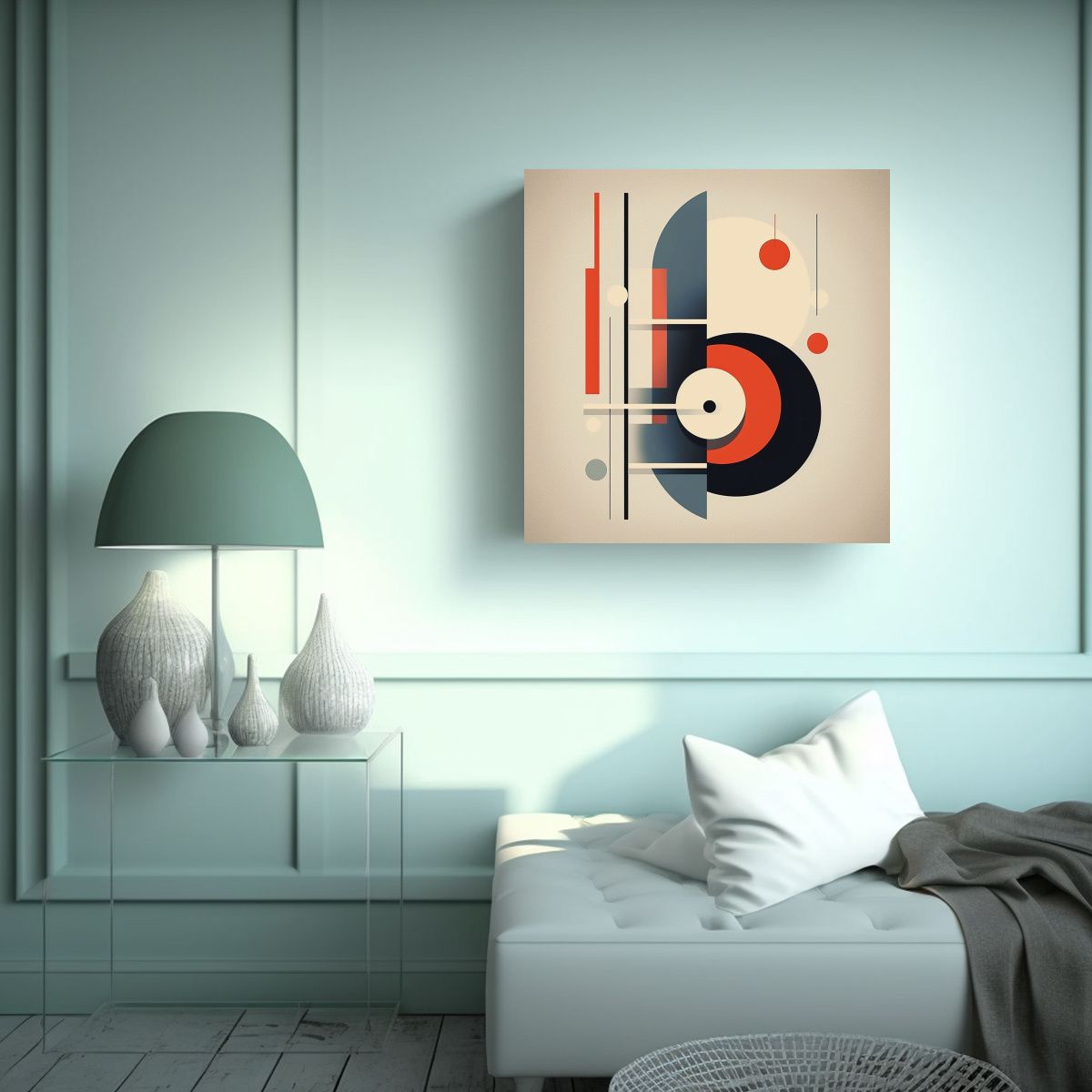 GENERICO - Cuadro Minimalista Elegante De Líneas Y Formas 70x70 Cm