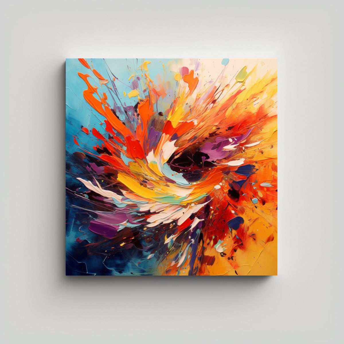 GENERICO - Cuadro Explosión De Colores Y Formas, Movimiento 90x90 Cm