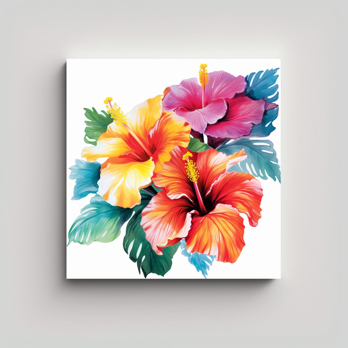 GENERICO - Tropical Flores Grandes Arte Pared Sin Fondo 60x60 Cm