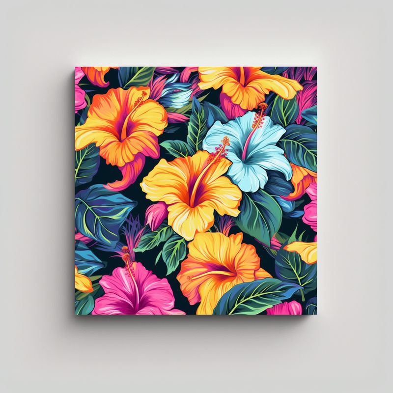 GENERICO - Pintura Decorativa Relieve Multicolor De Flor De 60x60 Cm