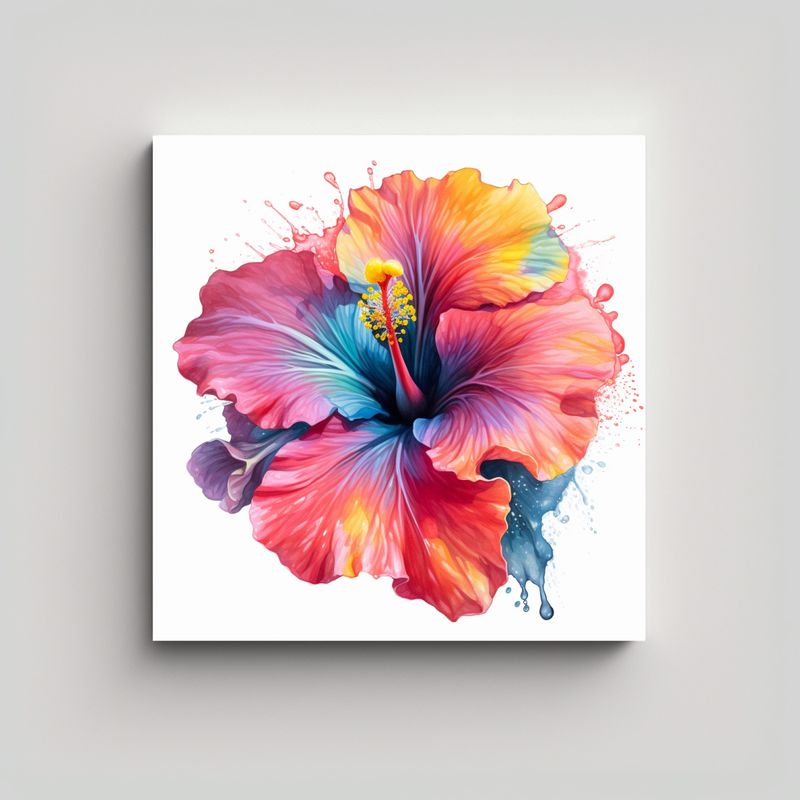 GENERICO - Ilustración Urbana De Flor De Hibiscus 60x60 Cm