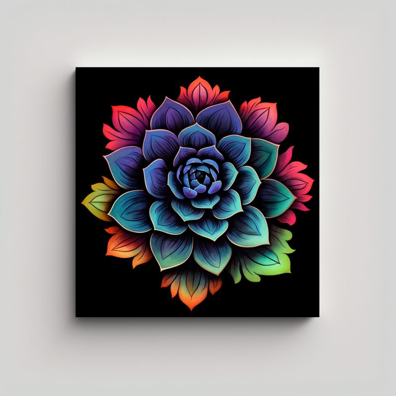 GENERICO - Suculenta Flor Colorida Exposición Imagen Canva 90x90 Cm