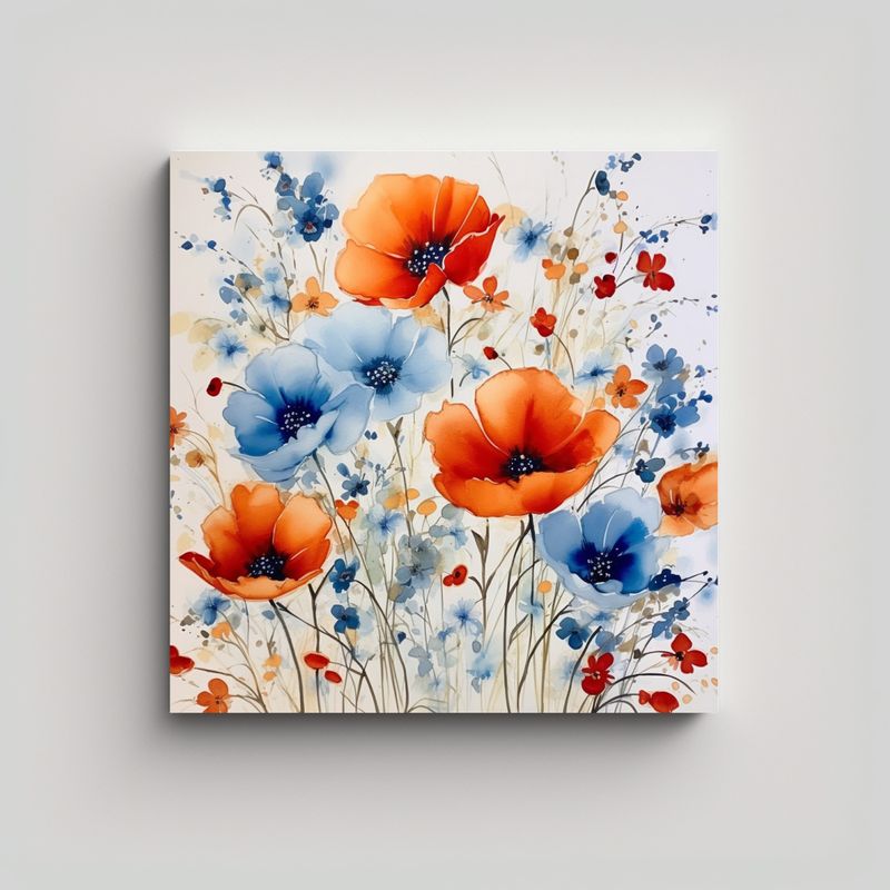 GENERICO - Obra Maestra De Arte Creativa Flores Rojas Y 80x80 Cm