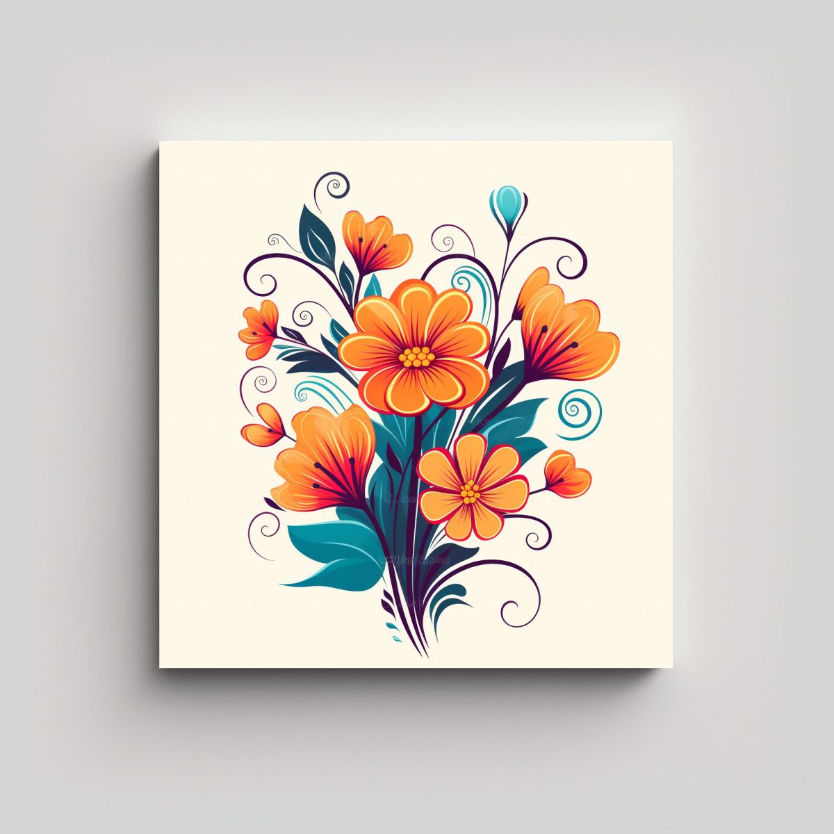 GENERICO - Pintura Floral Moderna 2D, Arte Decorativo Bonito 50x50 Cm