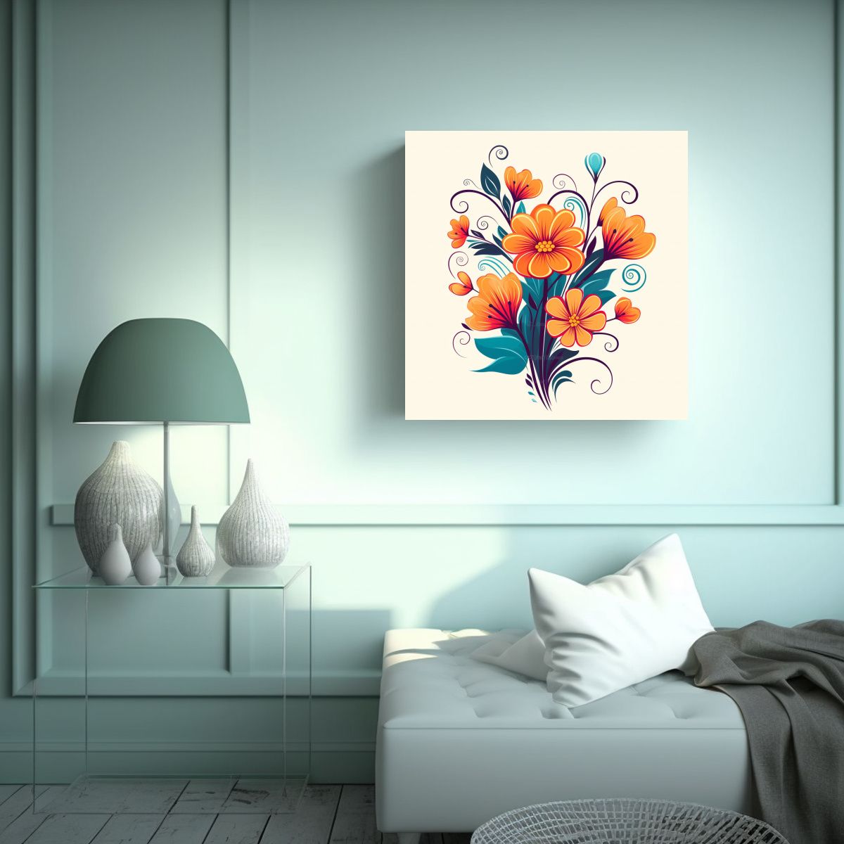 GENERICO - Pintura Floral Moderna 2D, Arte Decorativo Bonito 50x50 Cm