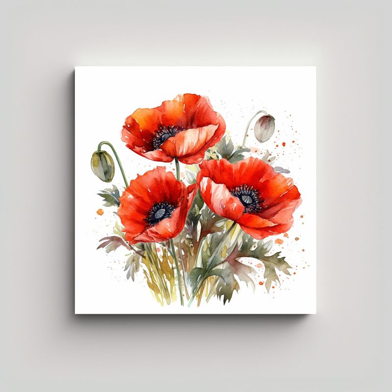 GENERICO - Reflejo De Lienzo Con Diseño De Flores Acuarela 80x80 Cm