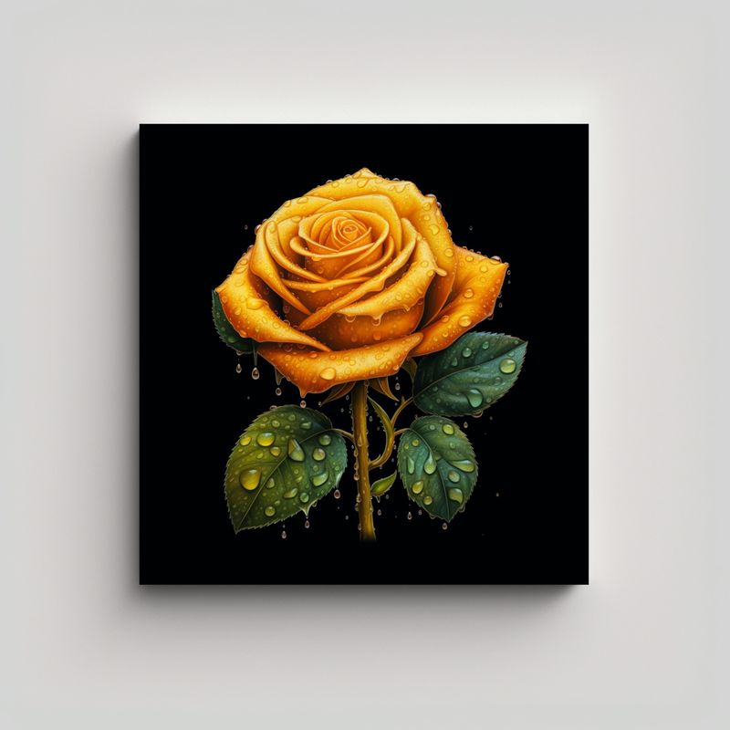 GENERICO - Impresionante Rosa Amarilla Arte Tela Sublimada 80x80 Cm