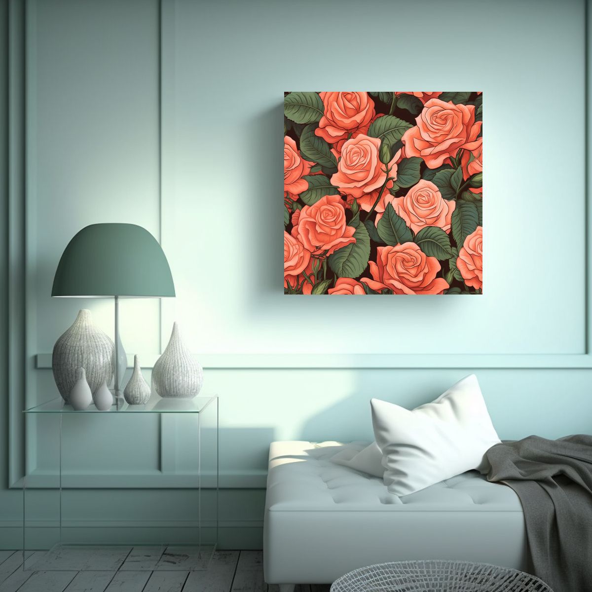 GENERICO - Pintura Decorativa Rosa Sin Espinas Detalles 90x90 Cm