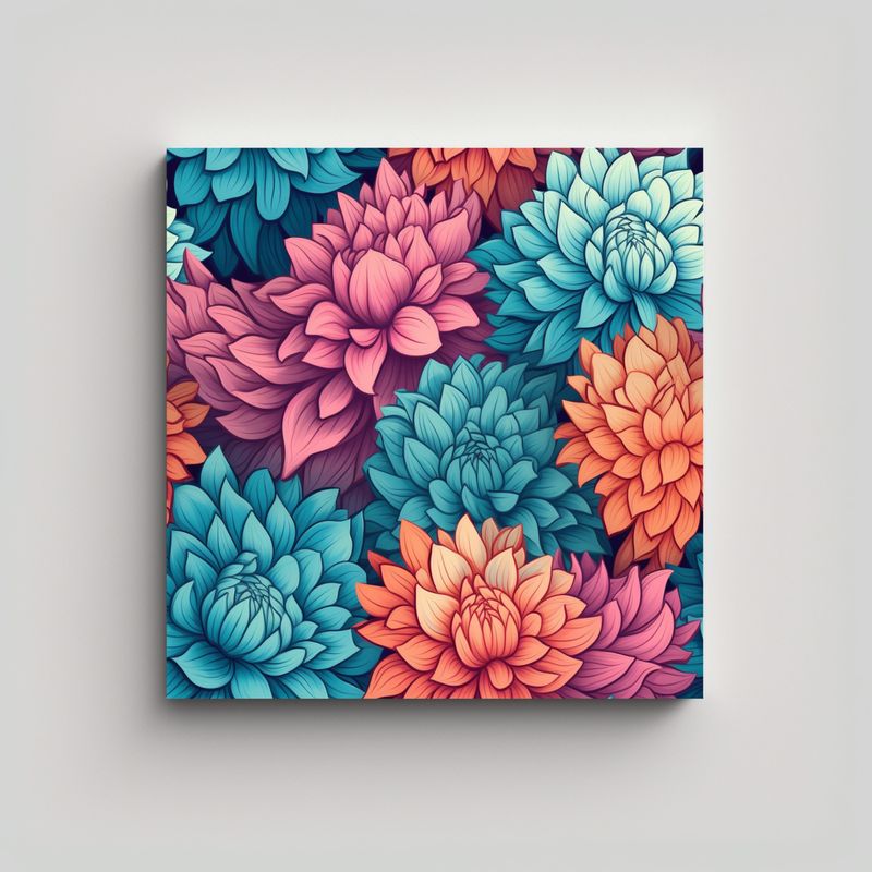 GENERICO - Jardín De Dalias Azules Detalladas Lienzo 70x70 Cm