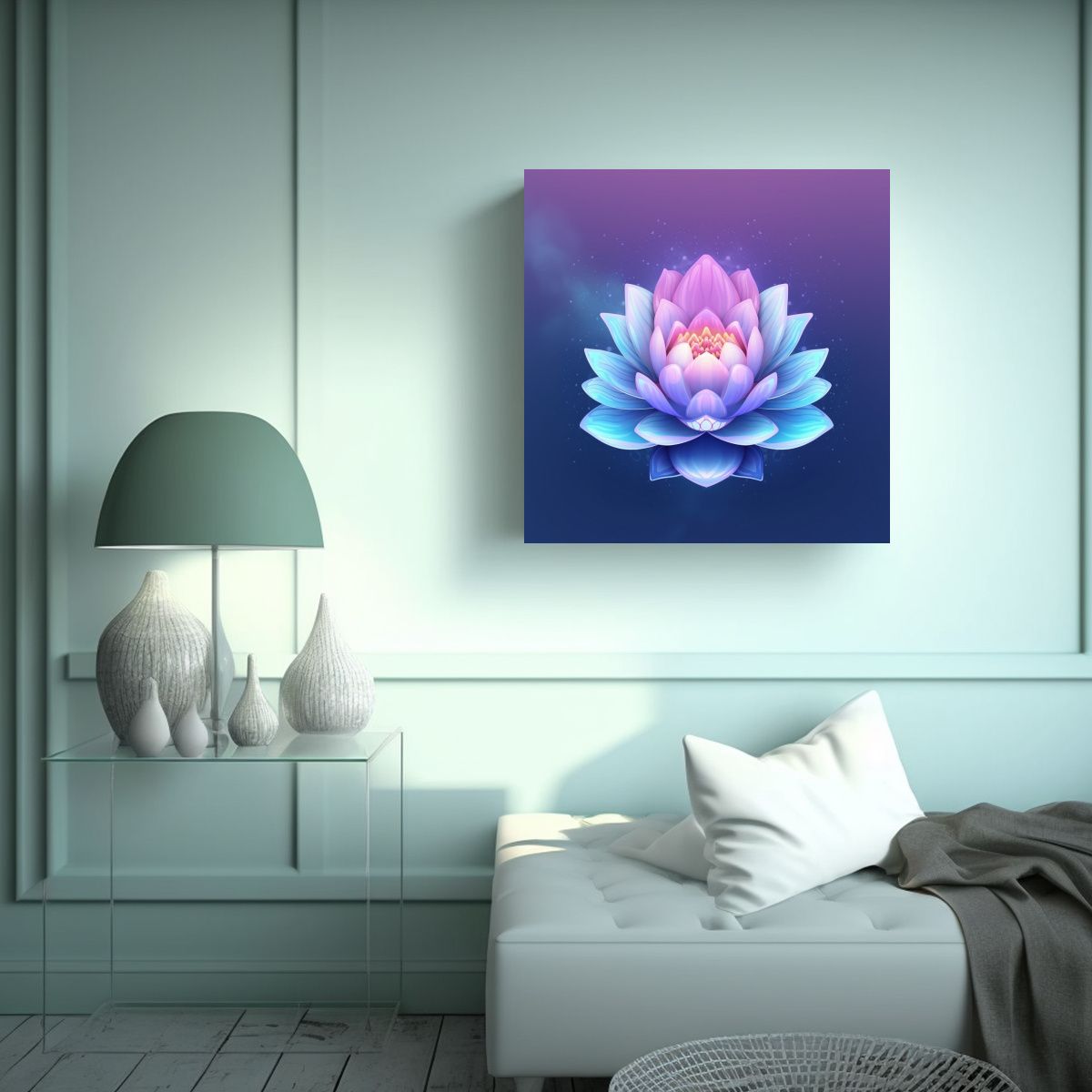 GENERICO - Arte De Pared Lotus Meditación Estilo Suave Azul 80x80 Cm