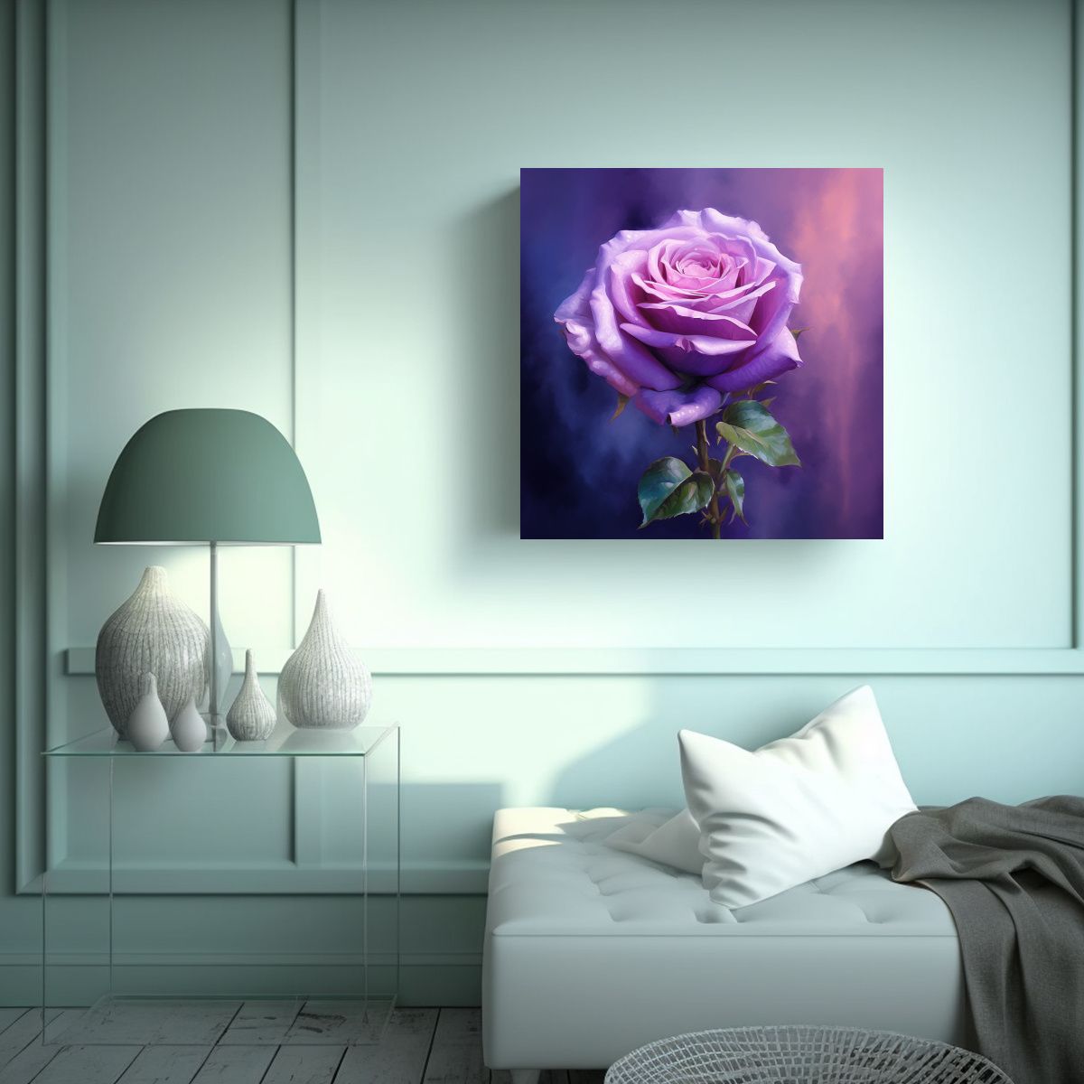 GENERICO - Decoración De Pared Rosa Púrpura Digital Tela 50x50 Cm